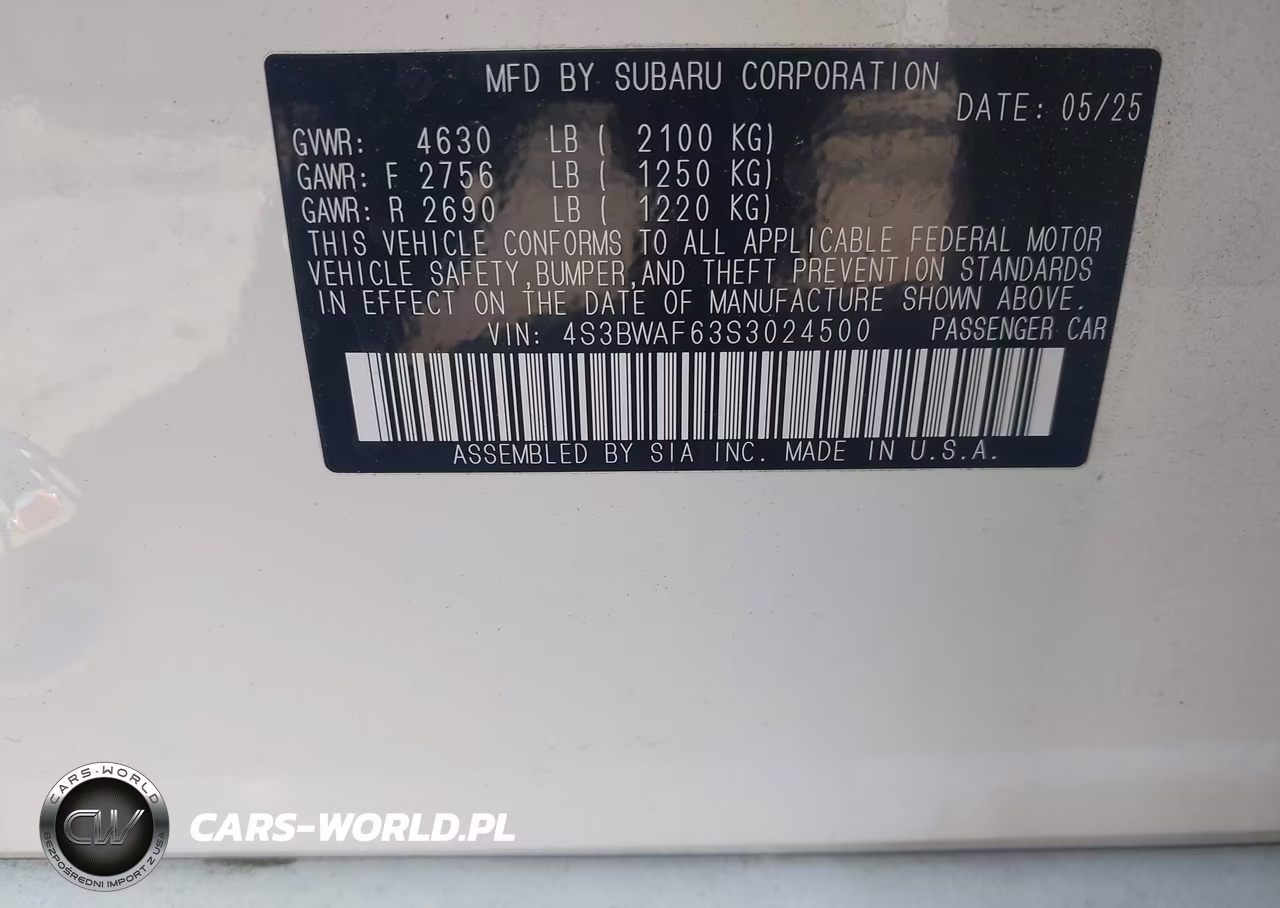 2025 Subaru Legacy Premium VIN:4S3BWAF63S3024500 - 9