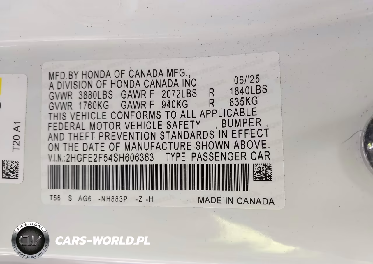 2025 Honda Civic Sport VIN:2HGFE2F54SH606363 - 9