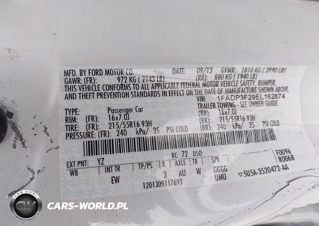 2014 Ford Focus Se VIN:1FADP3F29EL162874 - 9