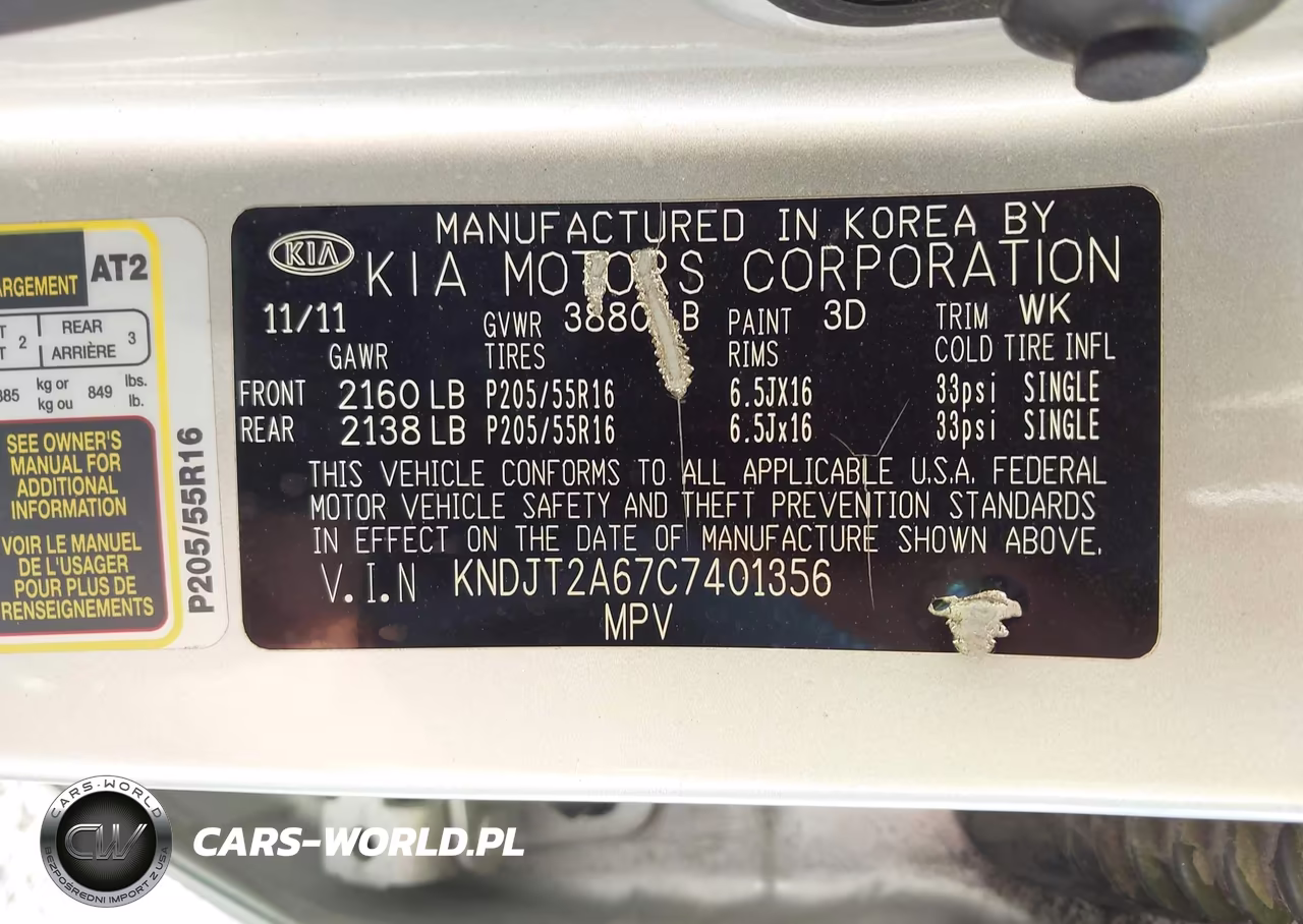 2012 Kia Soul + VIN:KNDJT2A67C7401356 - 9