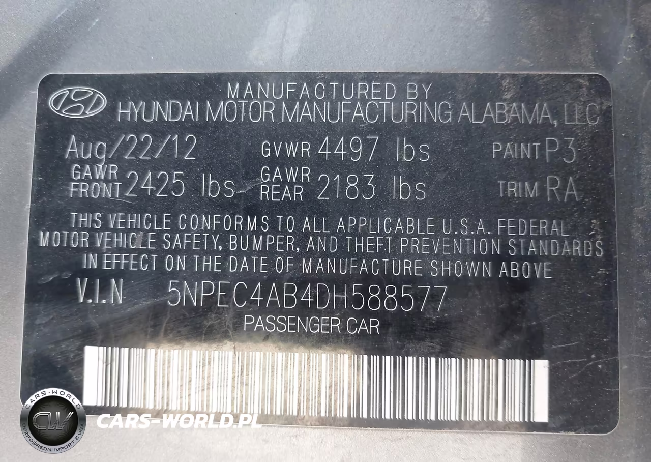 2013 Hyundai Sonata Limited 2.0T VIN:5NPEC4AB4DH588577 - 9