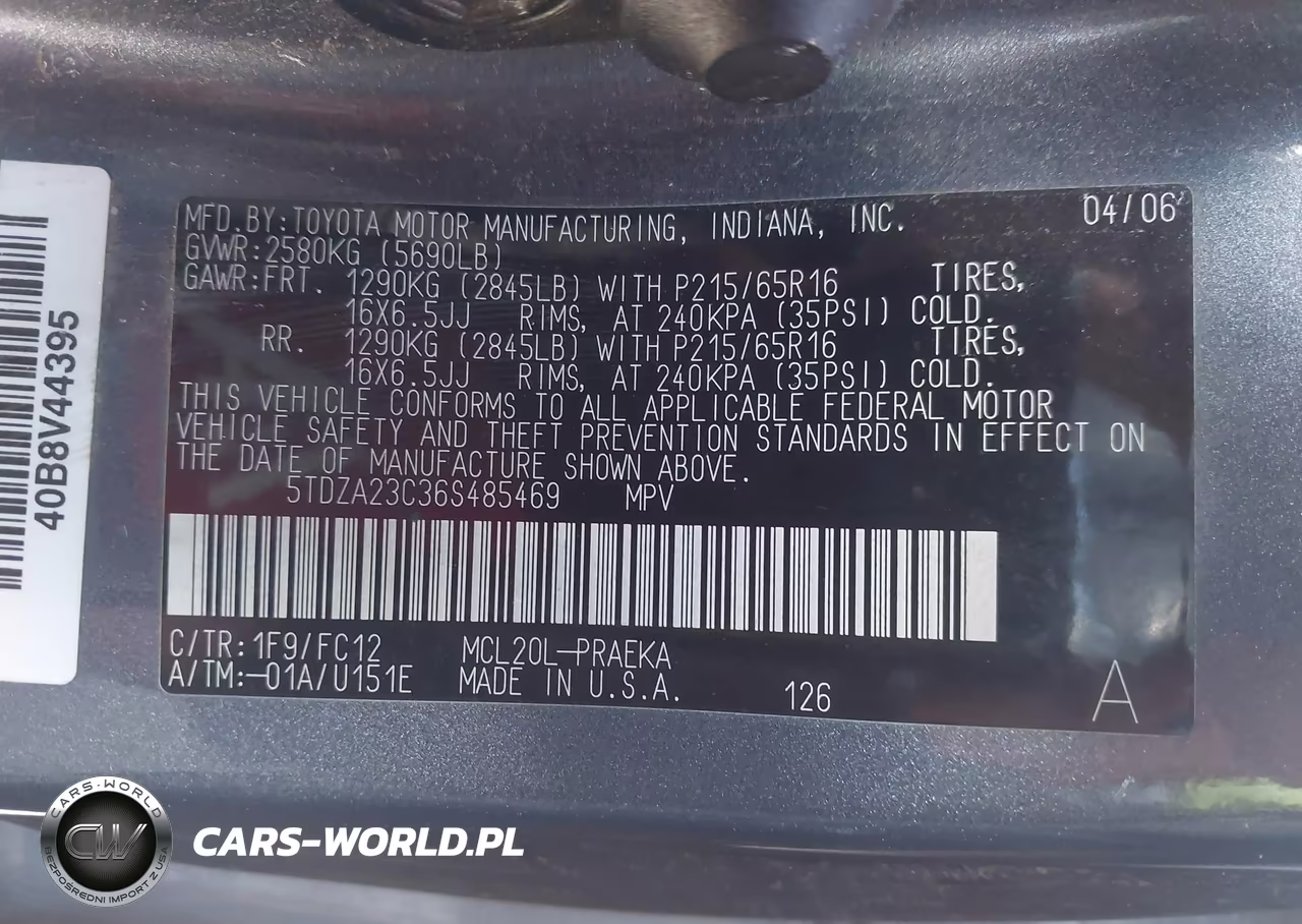2006 Toyota Sienna Le VIN:5TDZA23C36S485469 - 9