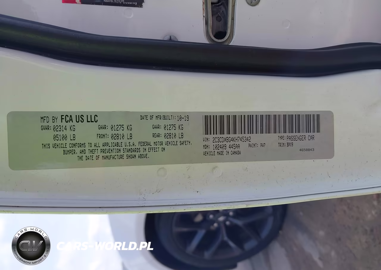 2019 Dodge Charger Sxt Rwd VIN:2C3CDXBG4KH745342 - 9