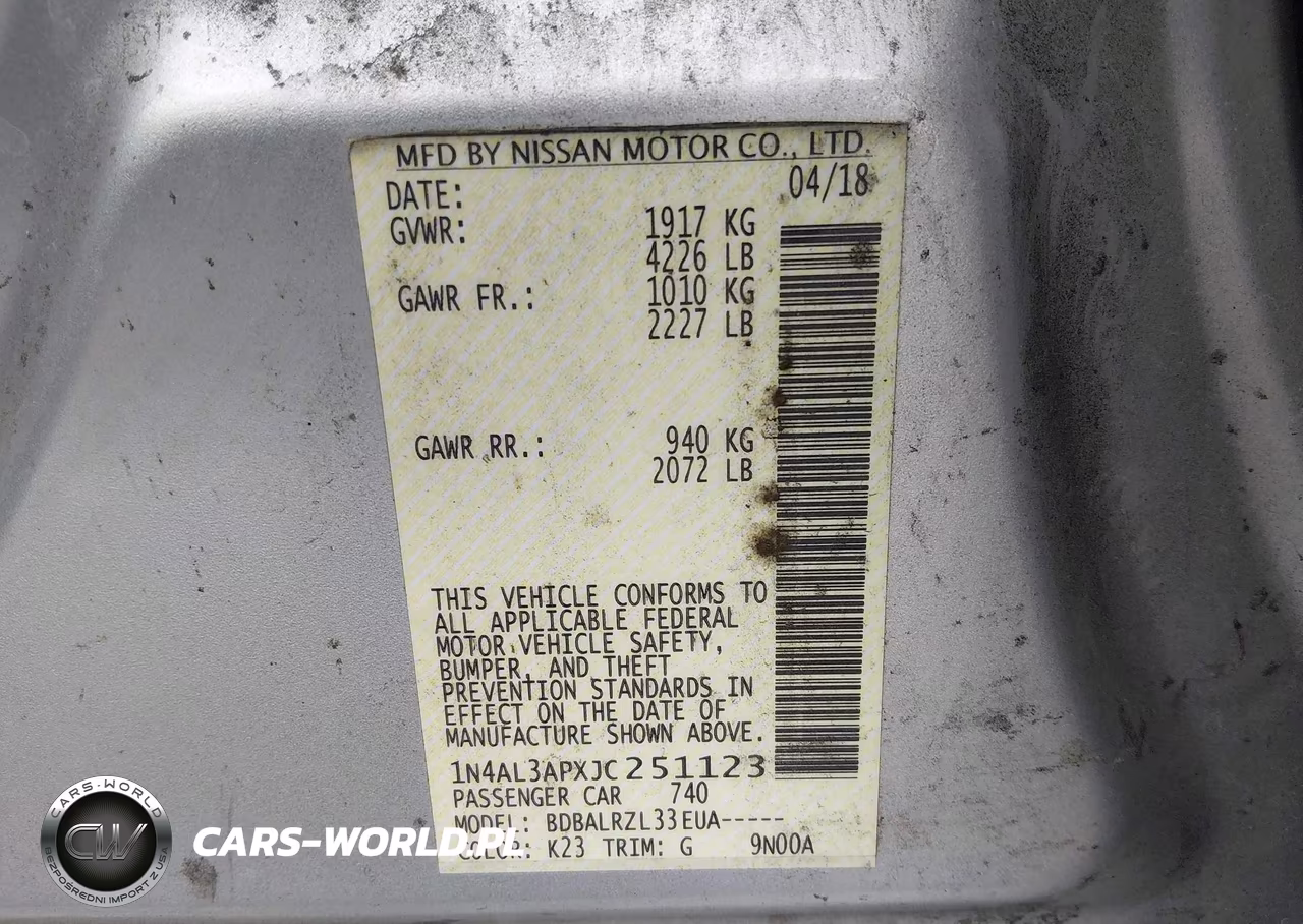 2018 Nissan Altima 2.5 Sl VIN:1N4AL3APXJC251123 - 9
