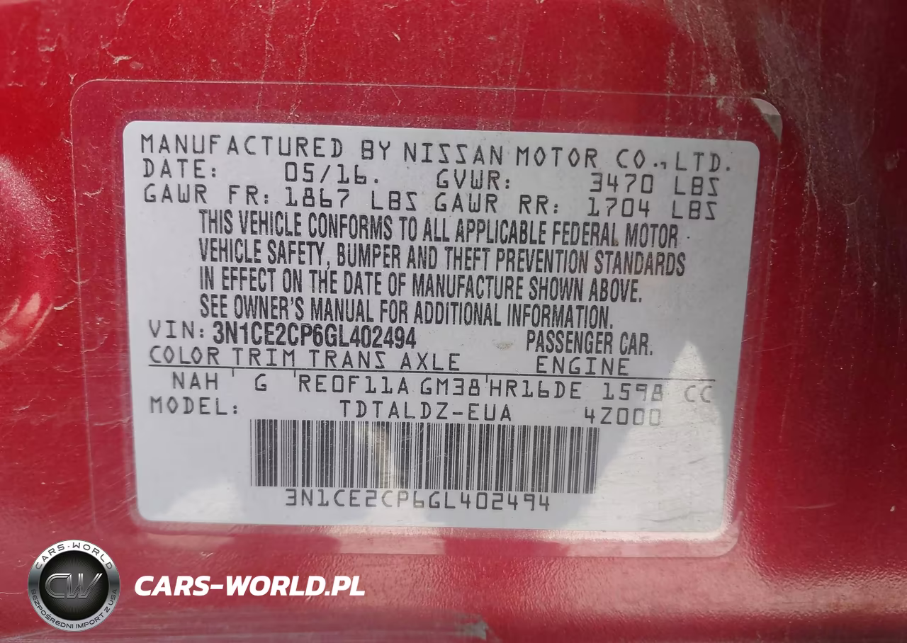 2016 Nissan Versa Note S (Sr)-S Plus-Sl-Sr-Sv VIN:3N1CE2CP6GL402494 - 9