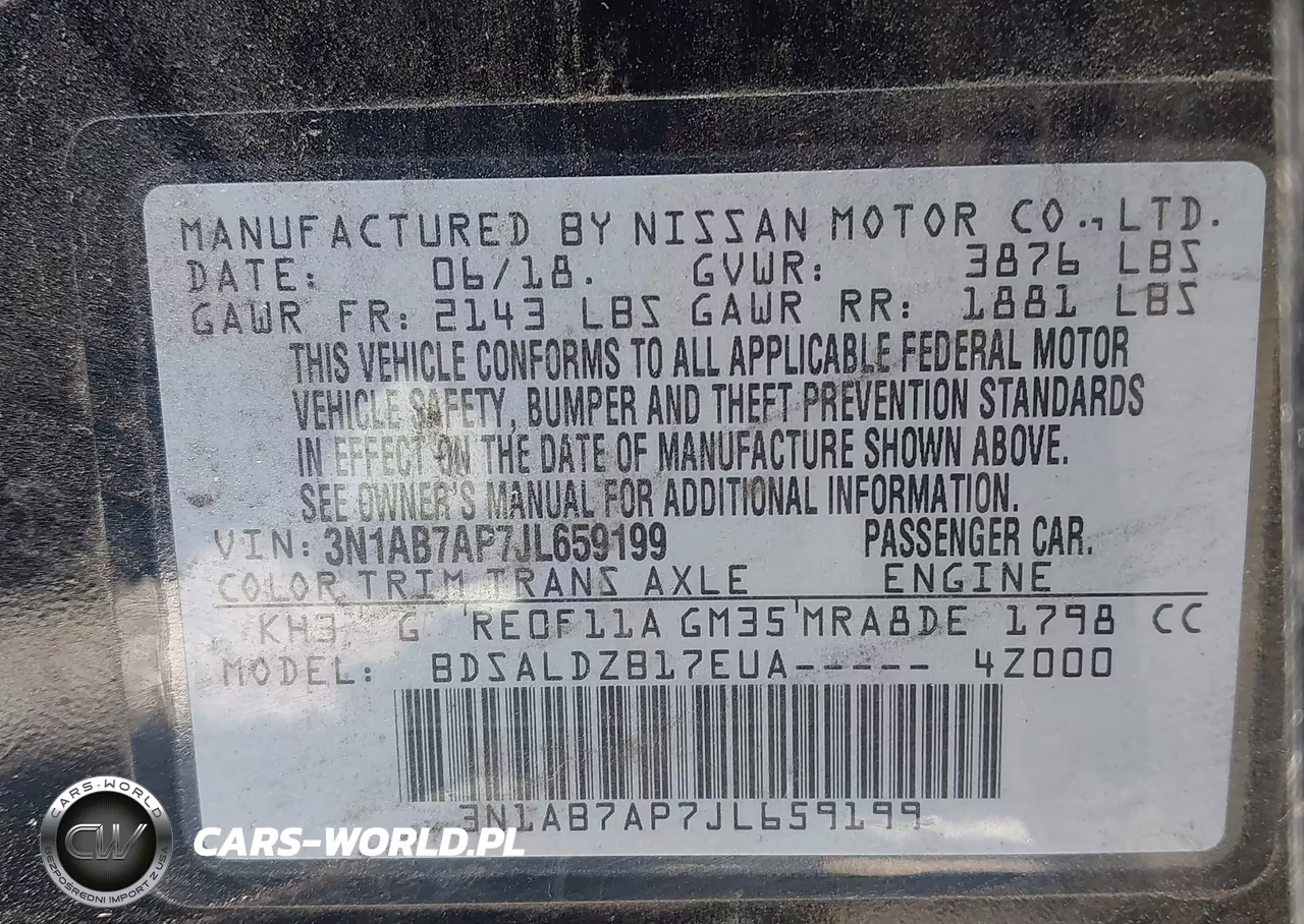 2018 Nissan Sentra Sv VIN:3N1AB7AP7JL659199 - 9