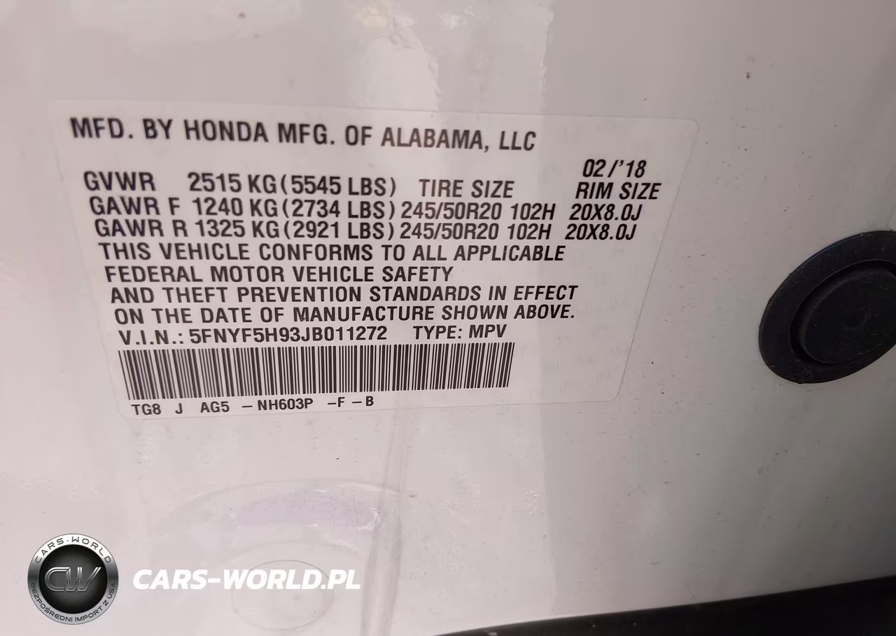 2018 Honda Pilot Touring VIN:5FNYF5H93JB011272 - 9