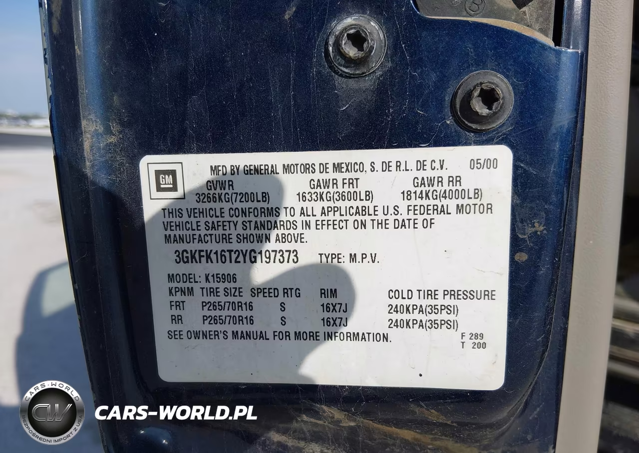 2000 GMC Yukon Xl 1500 Slt VIN:3GKFK16T2YG197373 - 9