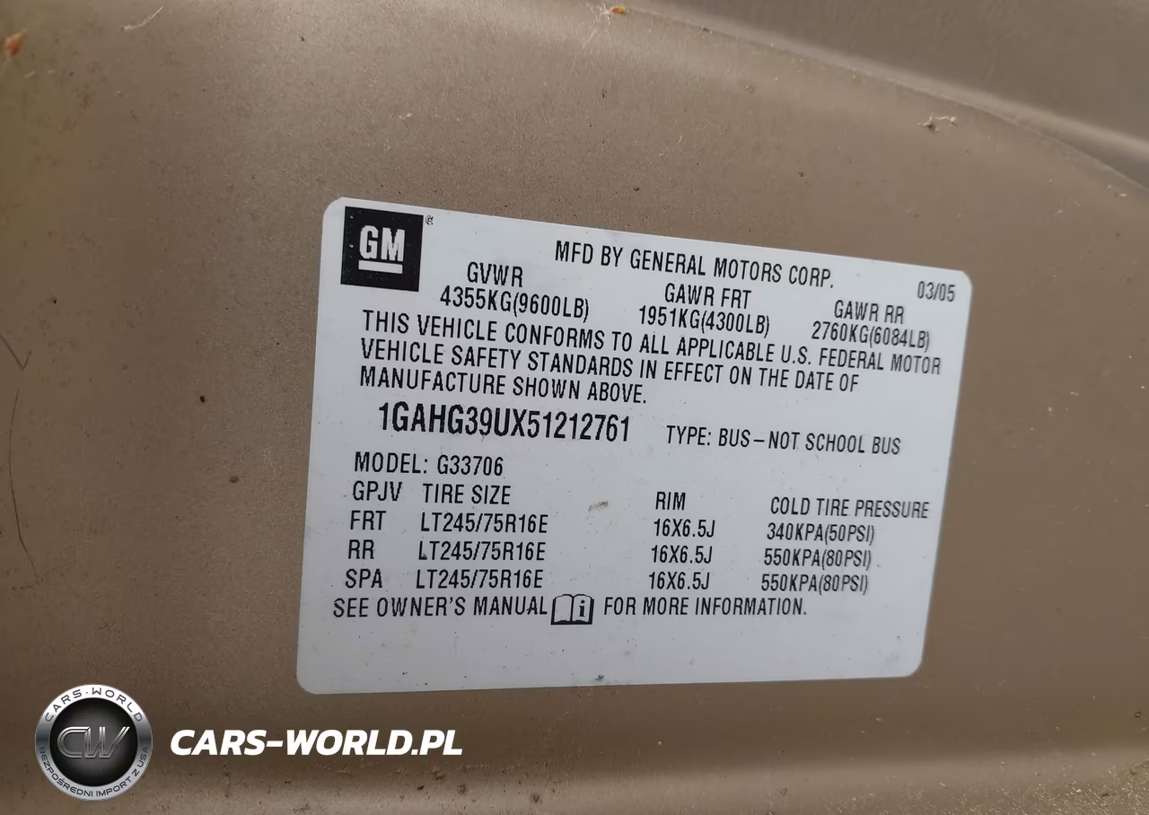2005 Chevrolet Express VIN:1GAHG39UX51212761 - 9