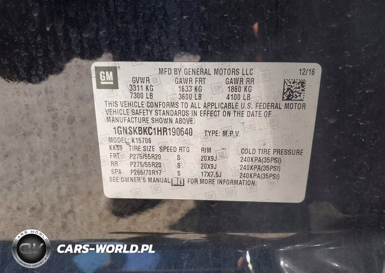 2017 Chevrolet Tahoe Lt VIN:1GNSKBKC1HR190640 - 9