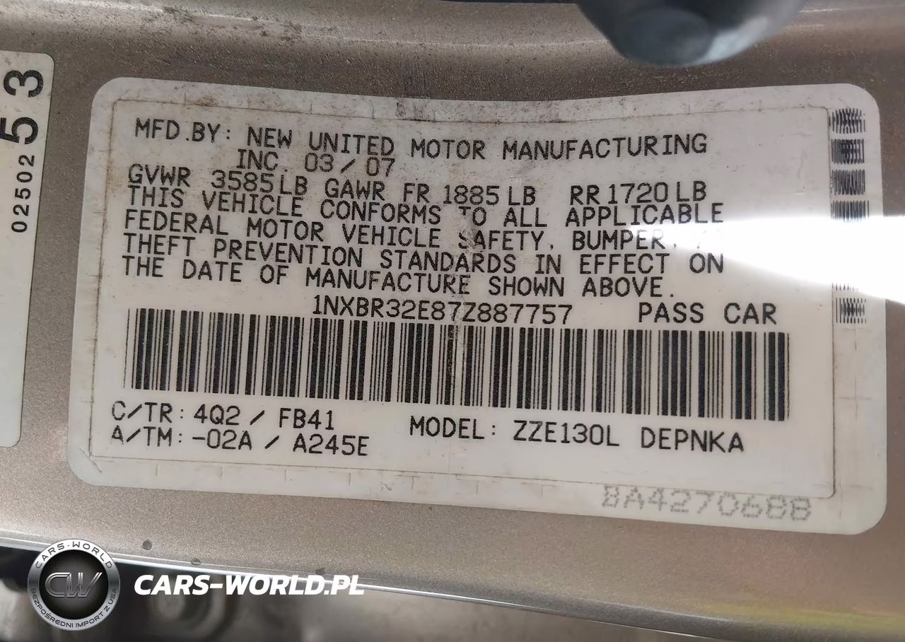 2007 Toyota Corolla Le VIN:1NXBR32E87Z887757 - 9