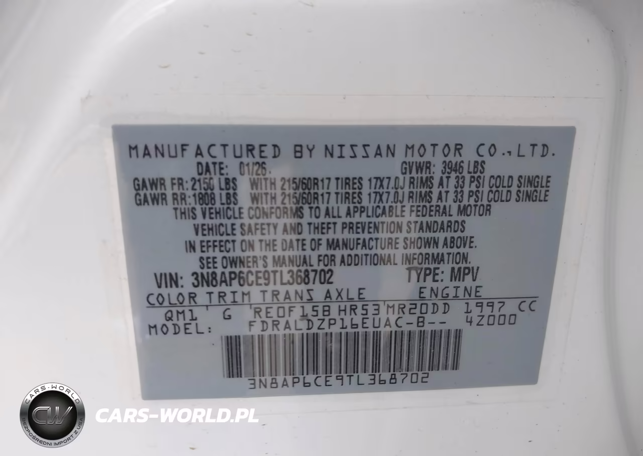 2026 Nissan Kicks Sv VIN:3N8AP6CE9TL368702 - 9