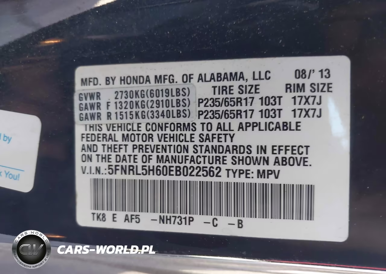2014 Honda Odyssey Ex-L VIN:5FNRL5H60EB022562 - 9