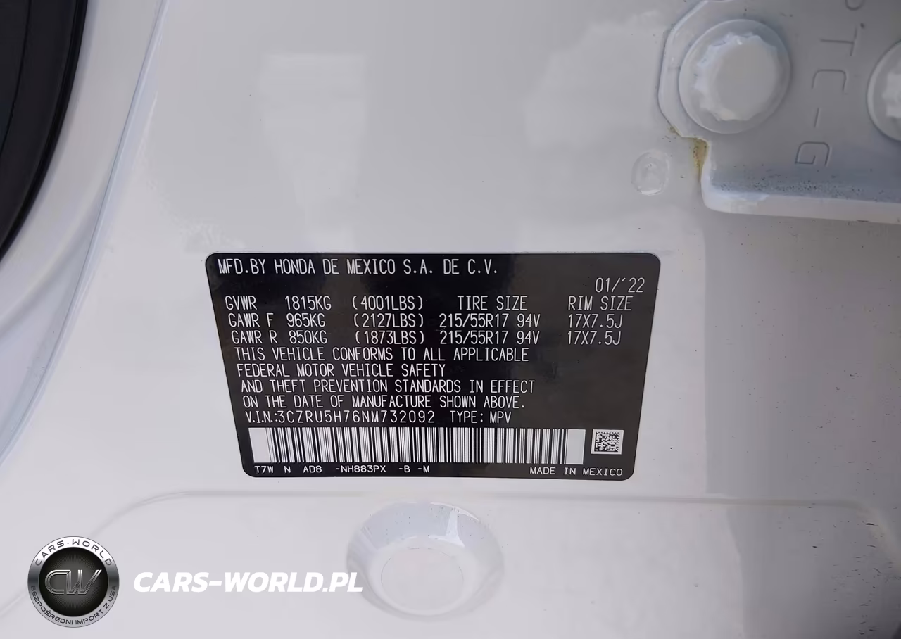 2022 Honda Hr-V 2Wd Ex-L VIN:3CZRU5H76NM732092 - 9