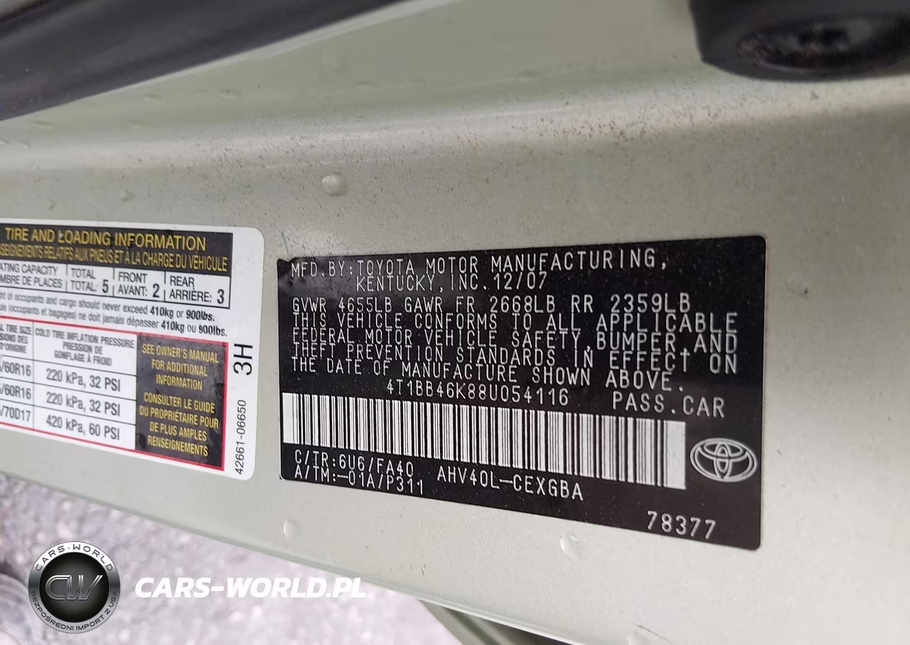 2008 Toyota Camry Hybrid VIN:4T1BB46K88U054116 - 9