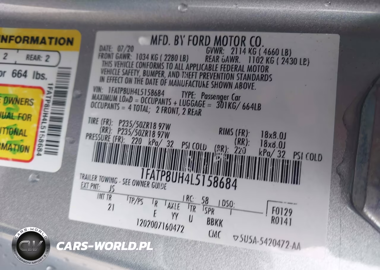 2020 Ford Mustang Ecoboost VIN:1FATP8UH4L5158684 - 9