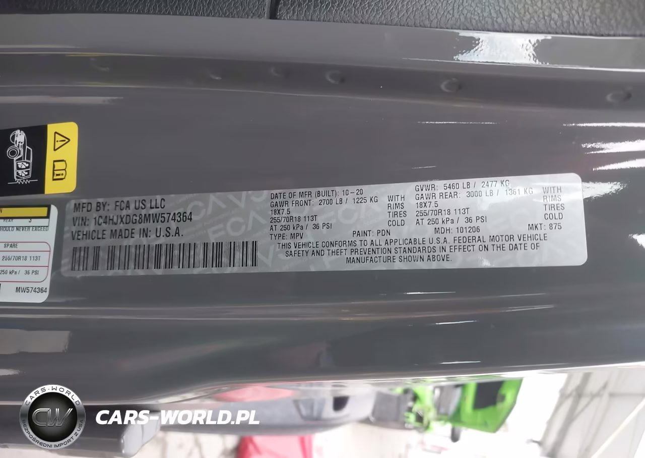 2021 Jeep Wrangler Unlimited Sport Altitude 4X4 VIN:1C4HJXDG8MW574364 - 9
