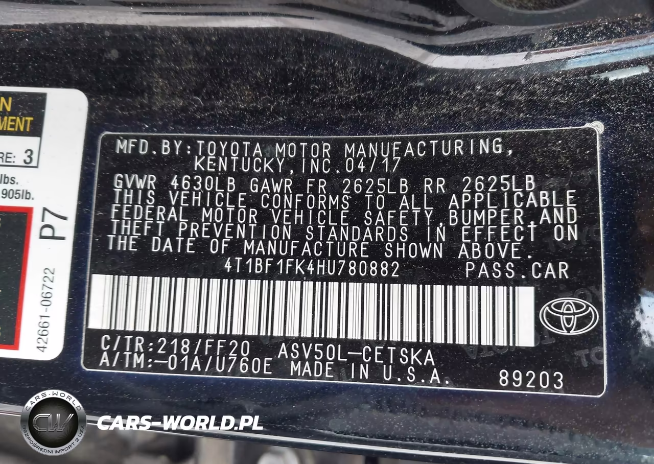 2017 Toyota Camry Se VIN:4T1BF1FK4HU780882 - 9