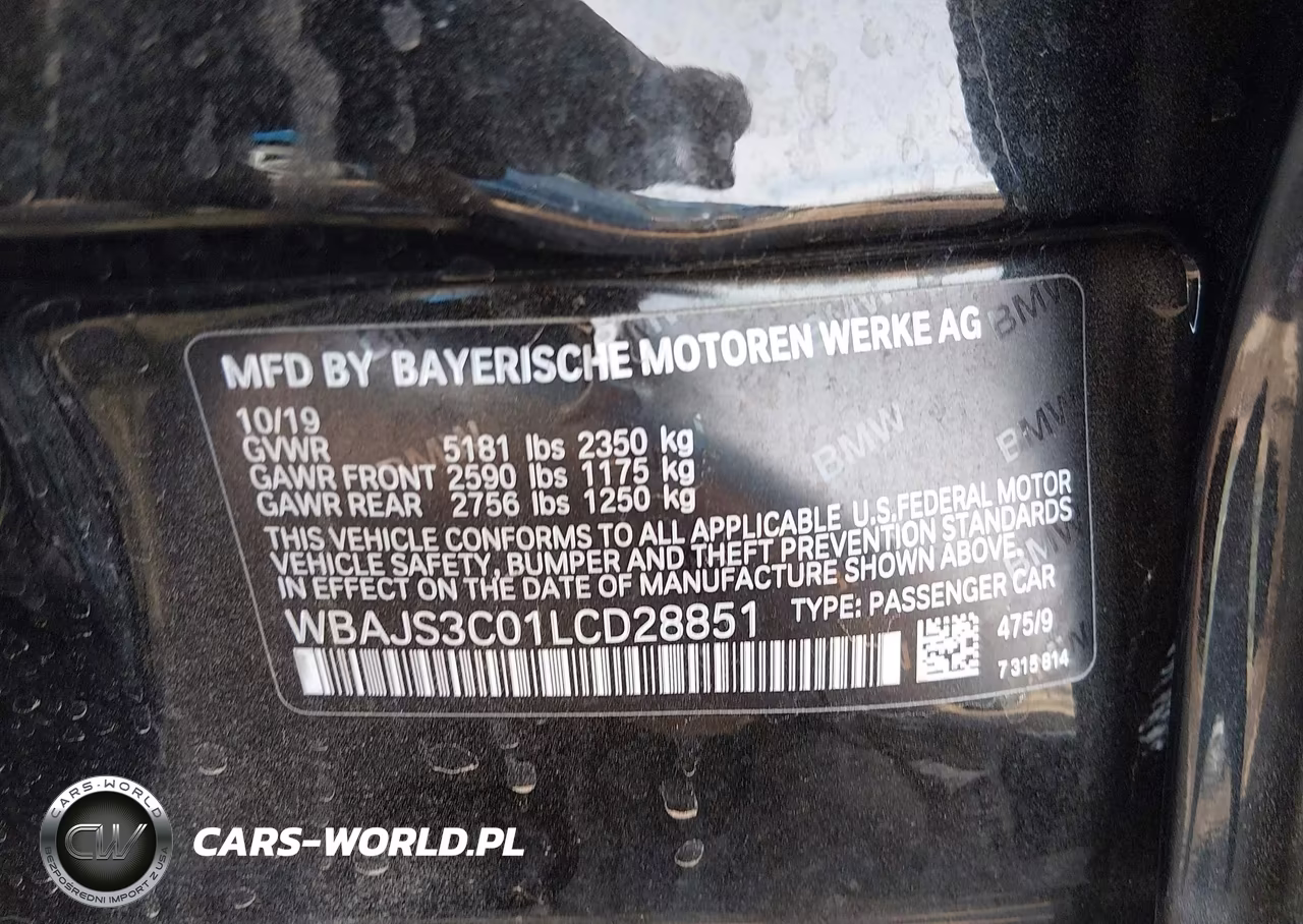 2020 BMW 540I xDrive VIN:WBAJS3C01LCD28851 - 9