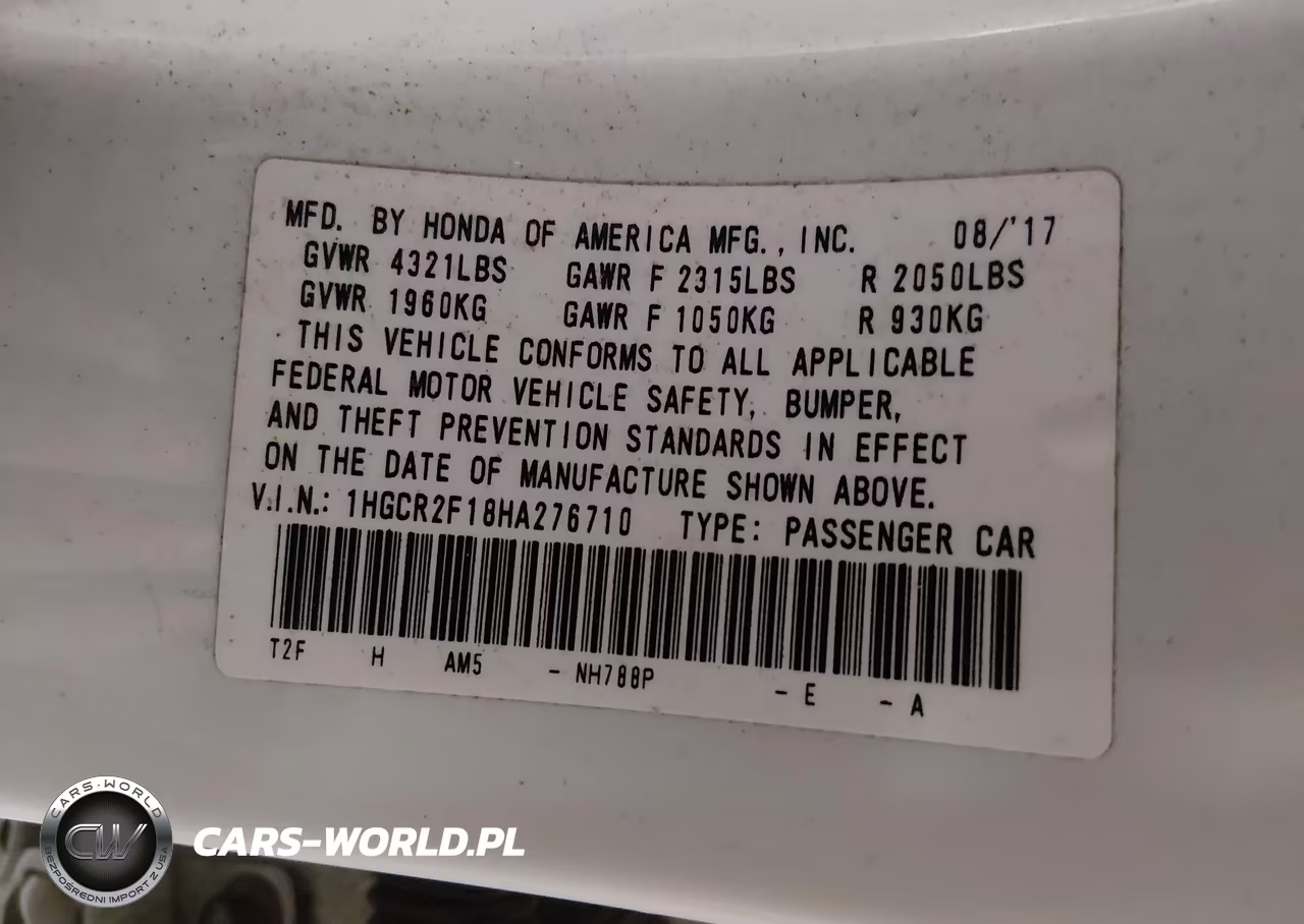 2017 Honda Accord Sport Se VIN:1HGCR2F18HA276710 - 9