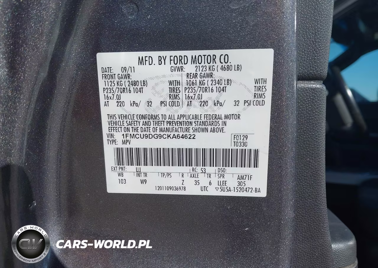 2012 Ford Escape Xlt VIN:1FMCU9DG9CKA64622 - 9