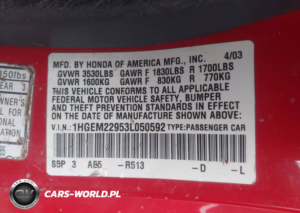 2003 Honda Civic Ex VIN:1HGEM22953L050592 - 9