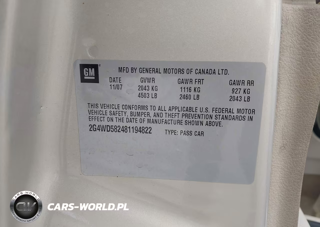 2008 Buick Lacrosse Cxl VIN:2G4WD582481194822 - 9