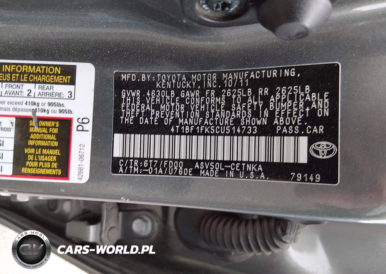 2012 Toyota Camry Le VIN:4T1BF1FK5CU514733 - 9