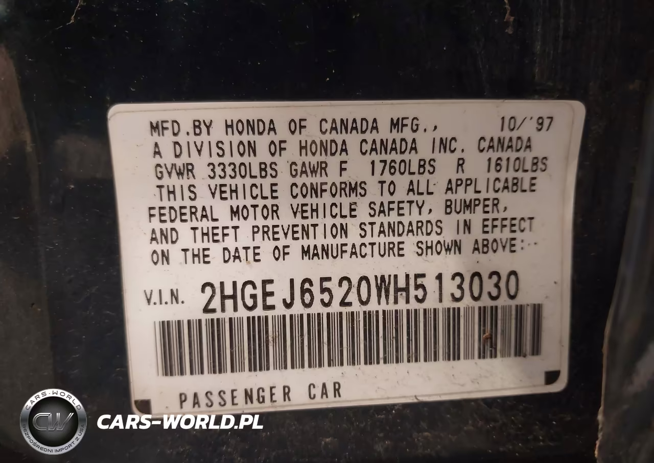 1998 Honda Civic Dx VIN:2HGEJ6520WH513030 - 9