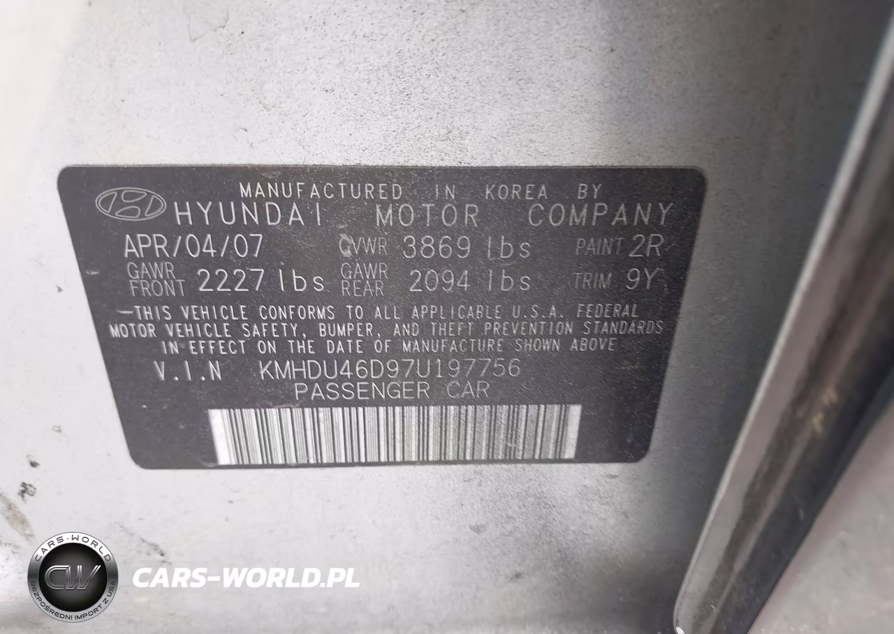 2007 Hyundai Elantra Gls-Limited-Se VIN:KMHDU46D97U197756 - 9