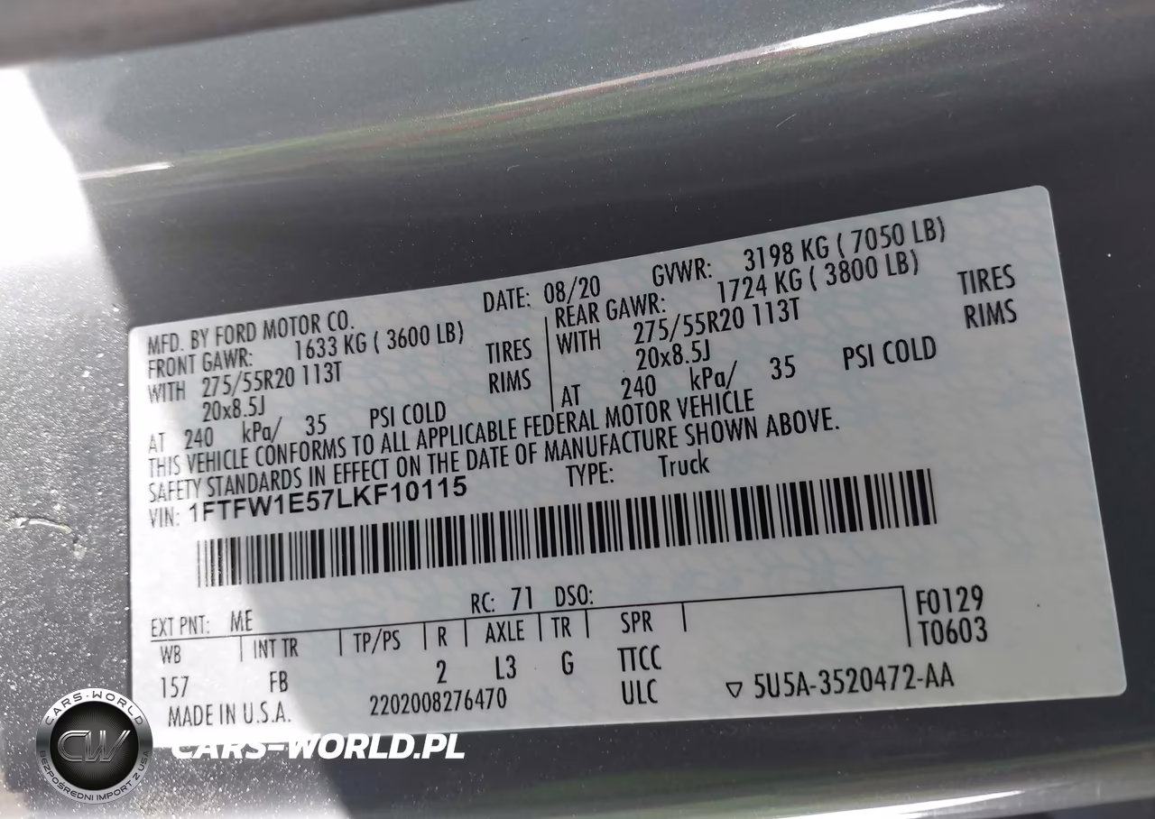 2020 Ford F-150 Xlt VIN:1FTFW1E57LKF10115 - 9