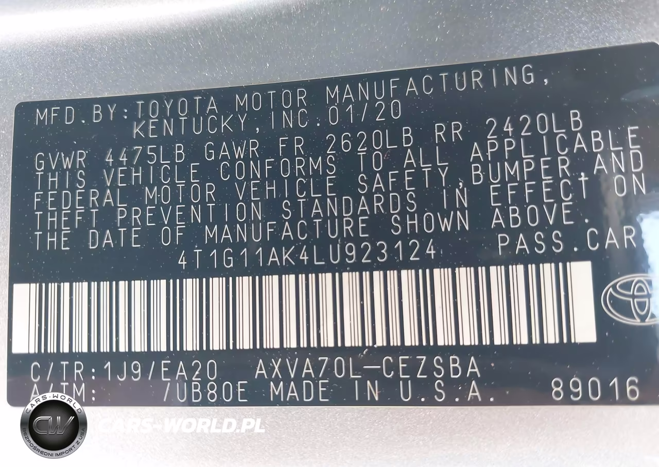 2020 Toyota Camry Se VIN:4T1G11AK4LU923124 - 9