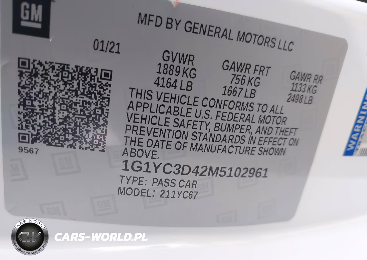 2021 Chevrolet Corvette Stingray Rwd 3Lt VIN:1G1YC3D42M5102961 - 9