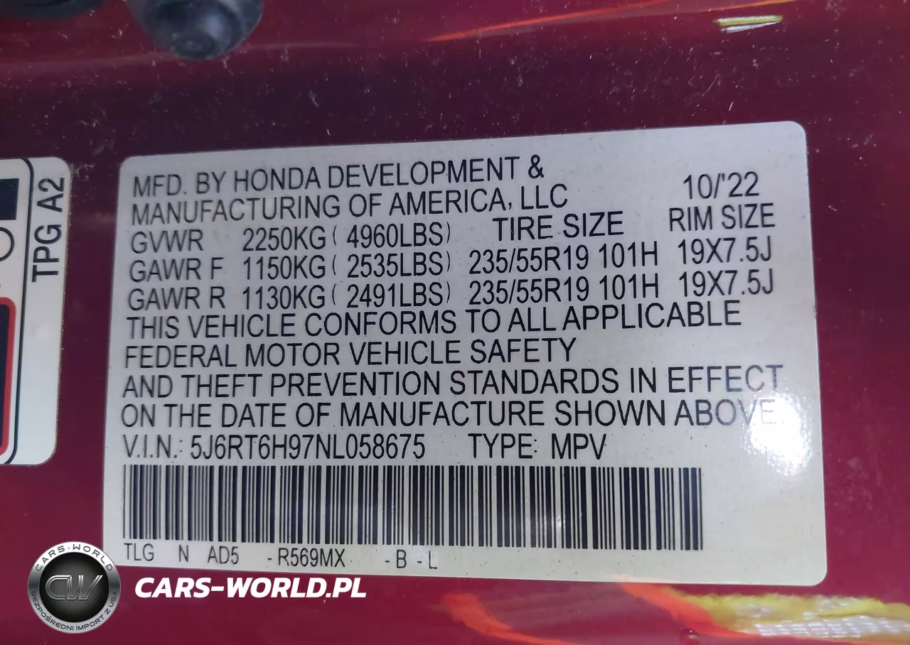2022 Honda Cr-V Hybrid Touring VIN:5J6RT6H97NL058675 - 9