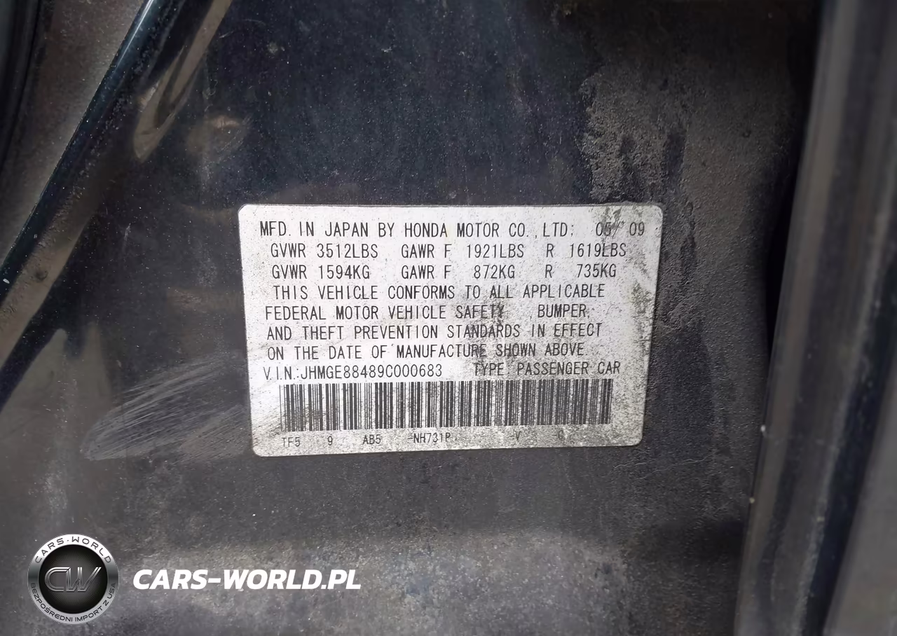 2009 Honda Fit Sport VIN:JHMGE88489C000683 - 9