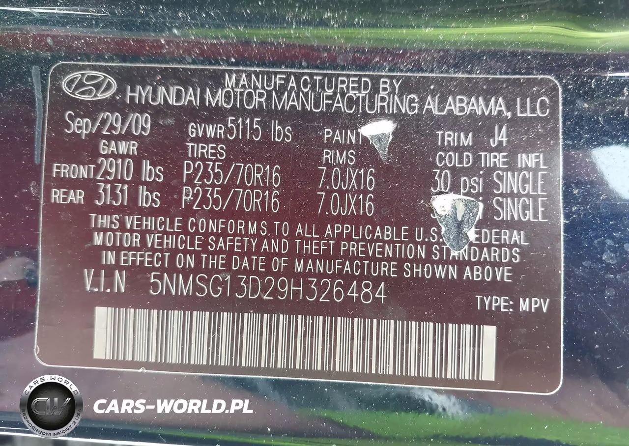 2009 Hyundai Santa Fe Gls VIN:5NMSG13D29H326484 - 9