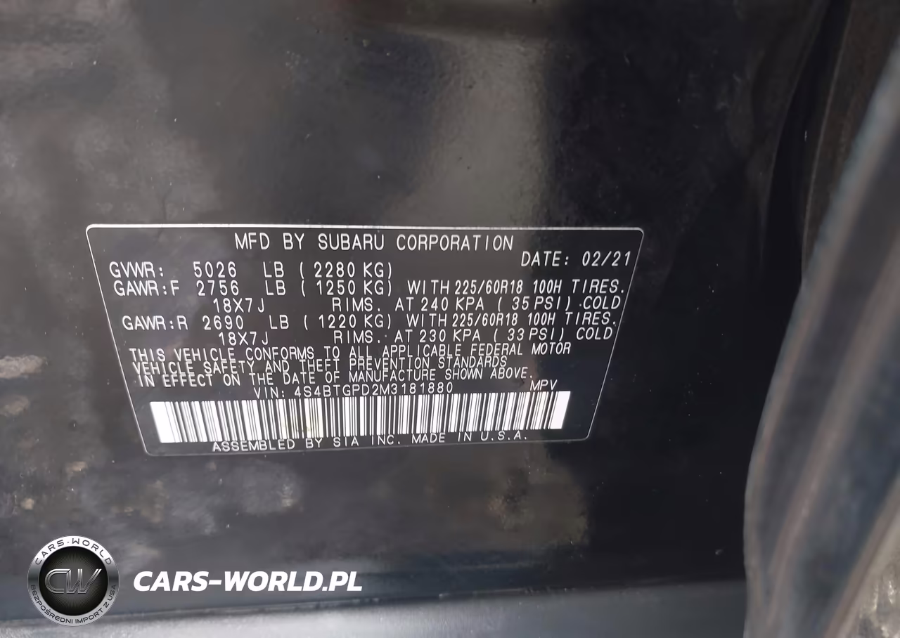 2021 Subaru Outback Touring Xt VIN:4S4BTGPD2M3181880 - 9