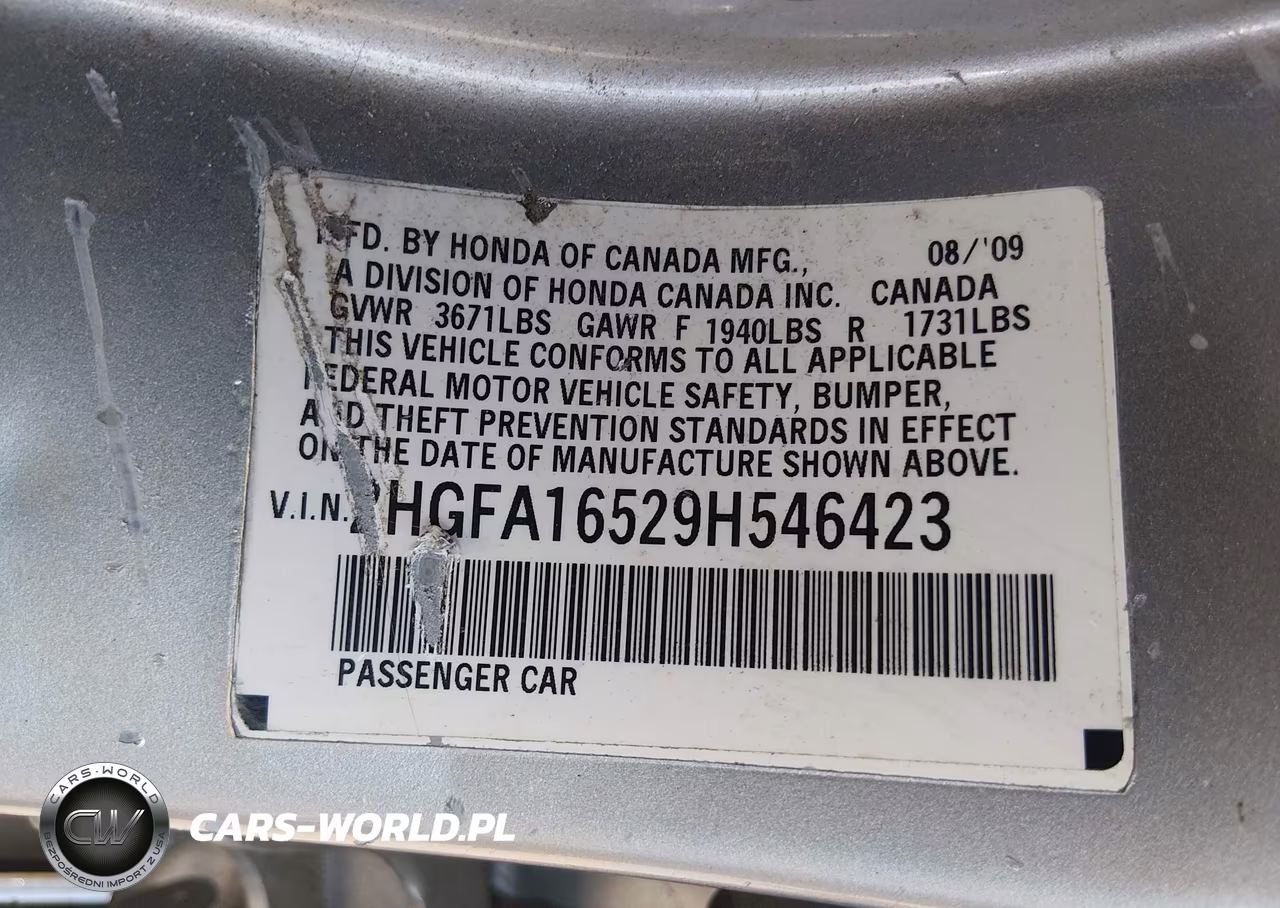 2009 Honda Civic Lx VIN:2HGFA16529H546423 - 9