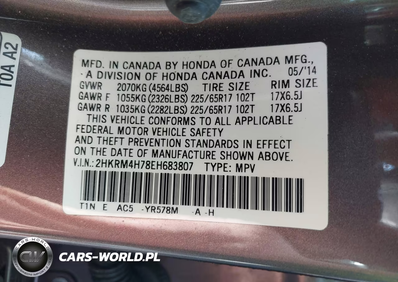 2014 Honda Cr-V Ex-L VIN:2HKRM4H78EH683807 - 9