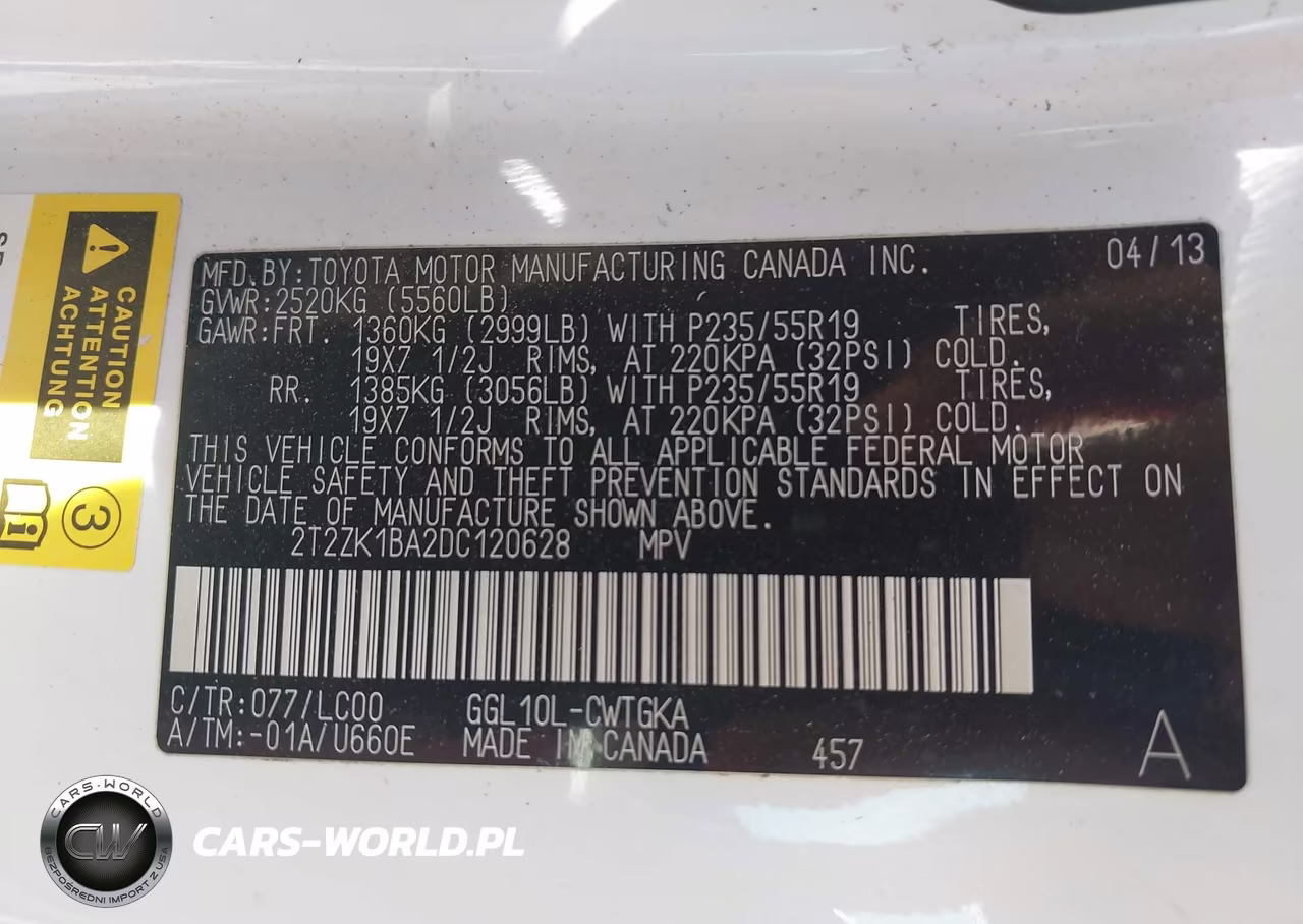 2013 Lexus Rx 350 VIN:2T2ZK1BA2DC120628 - 9