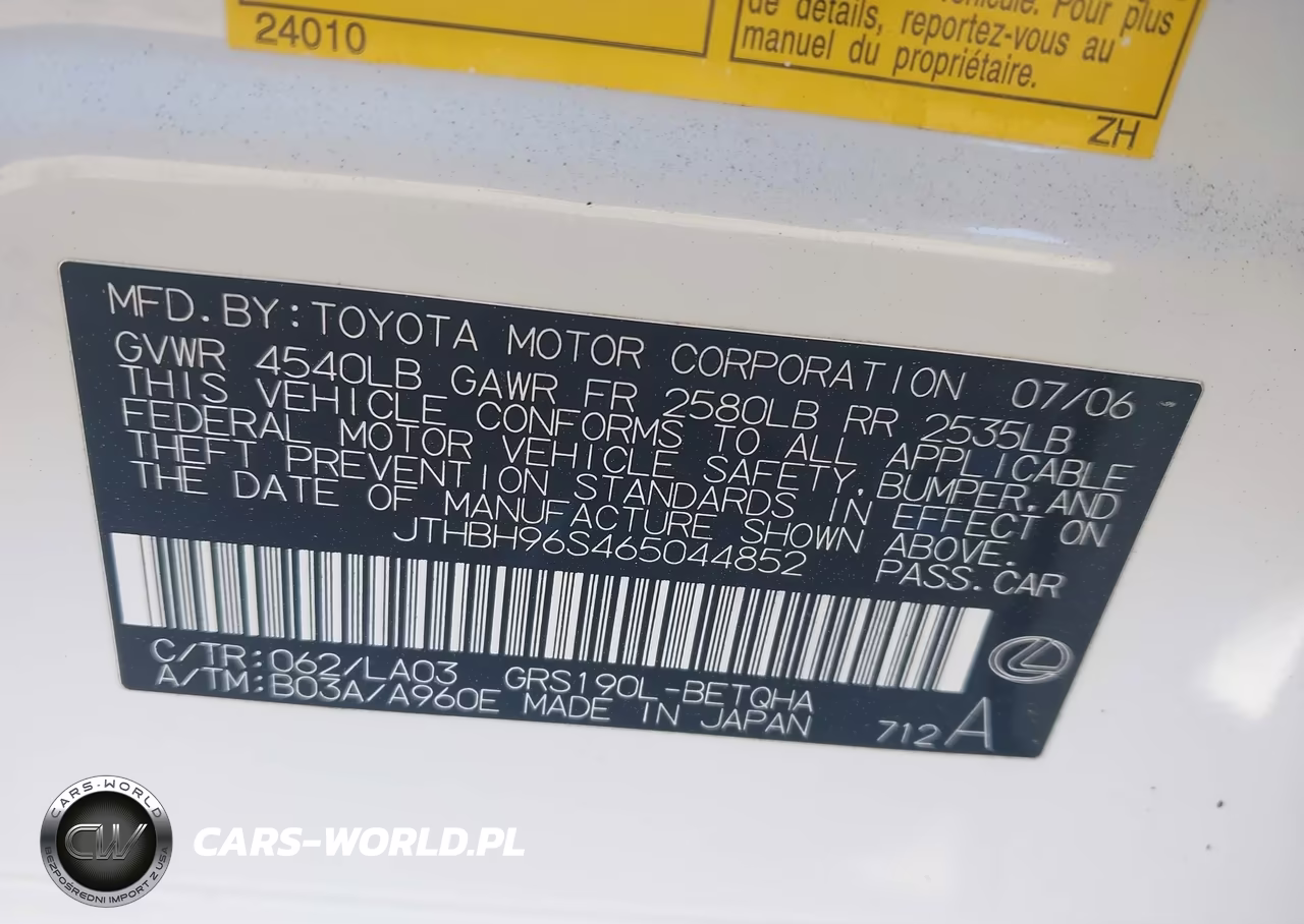 2006 Lexus Gs 300 VIN:JTHBH96S465044852 - 9