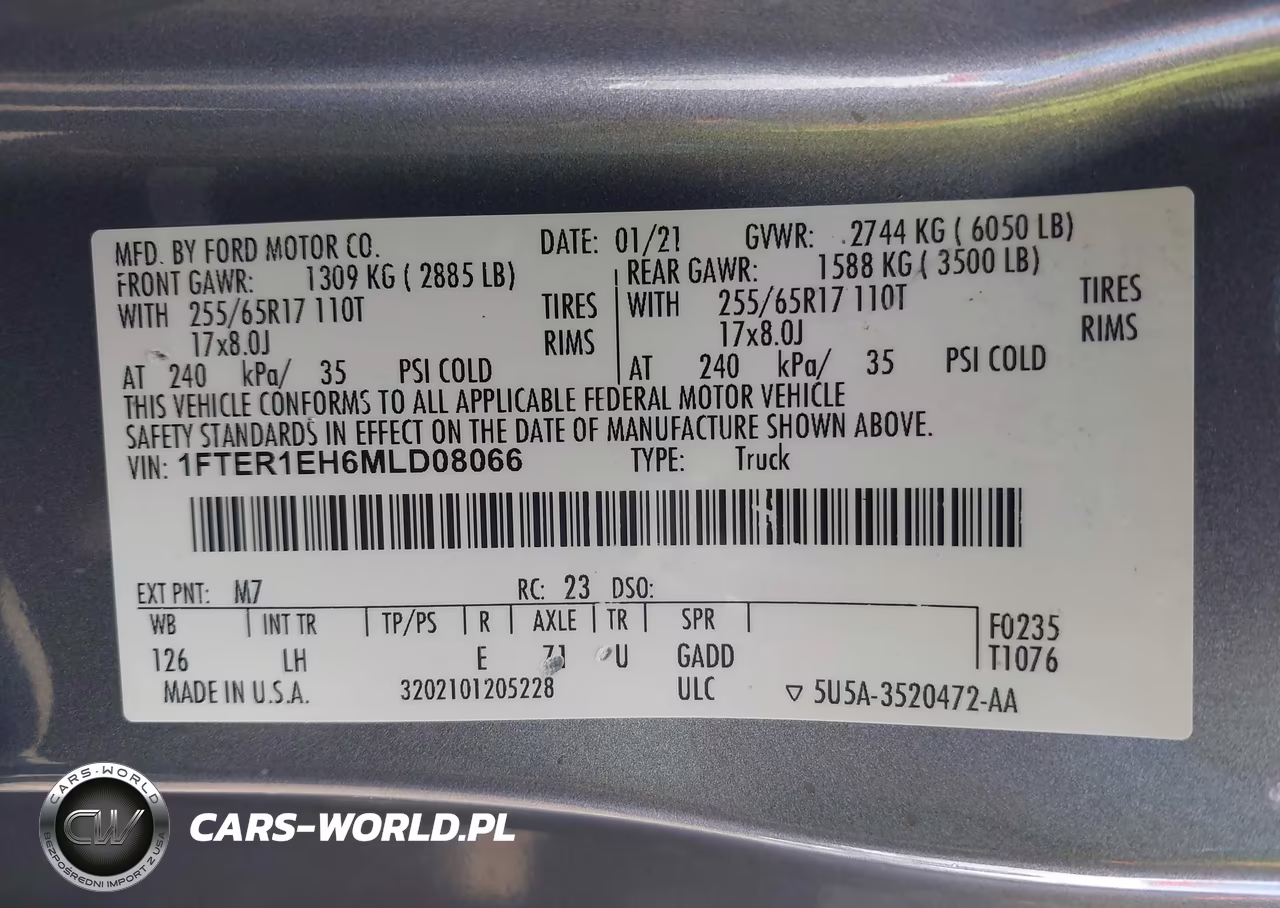 2021 Ford Ranger Xl VIN:1FTER1EH6MLD08066 - 9