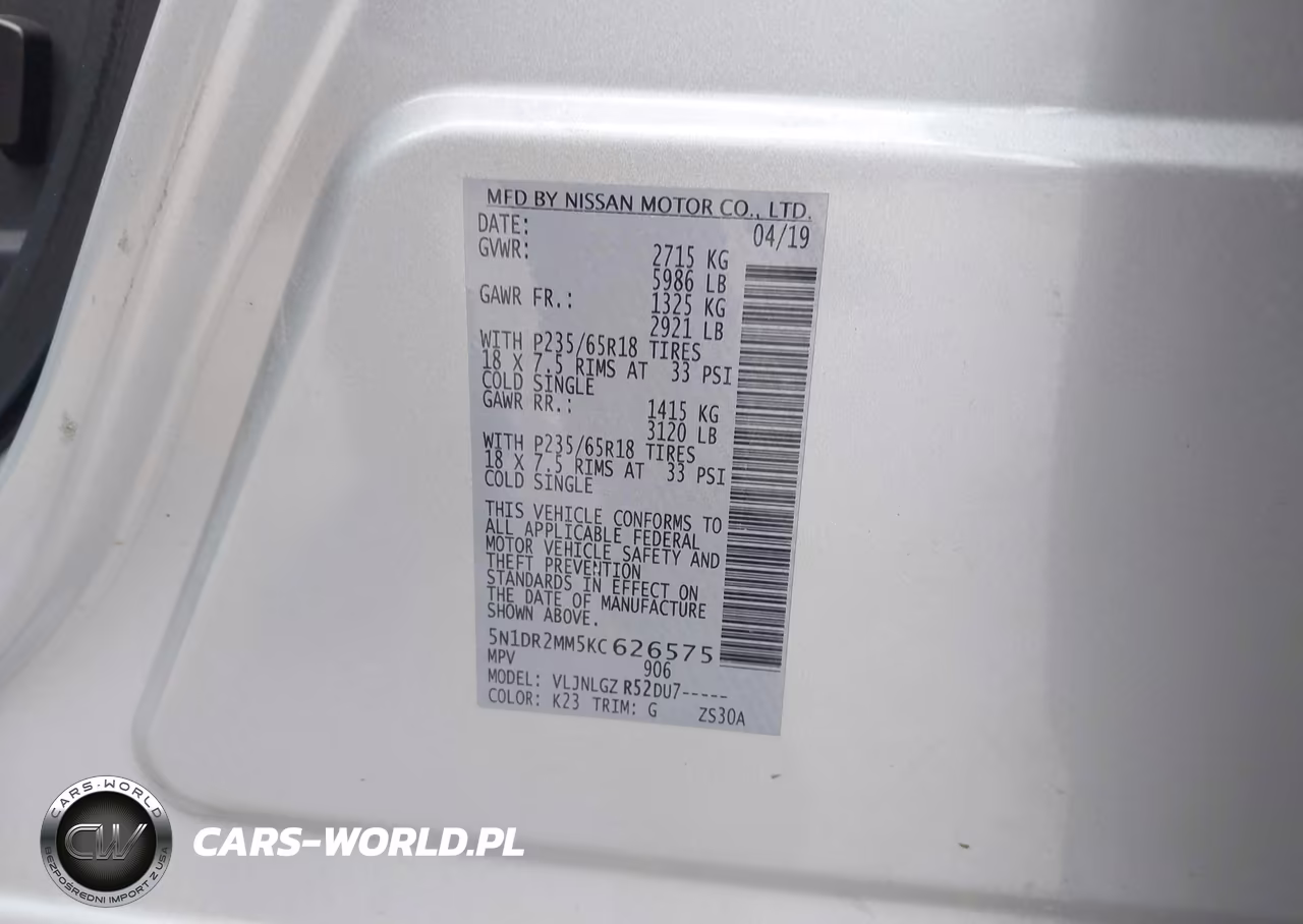 2019 Nissan Pathfinder Sl VIN:5N1DR2MM5KC626575 - 9