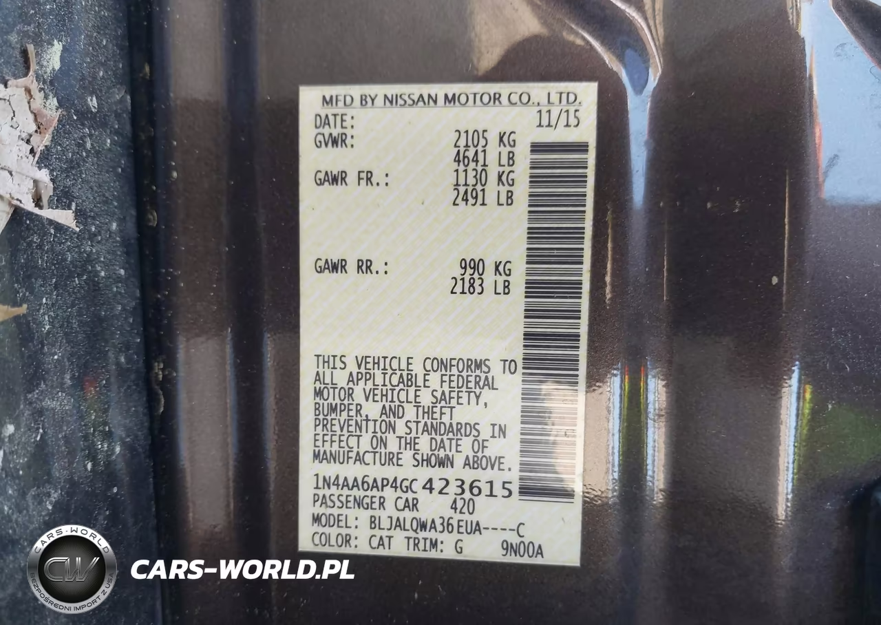 2016 Nissan Maxima 3.5 S VIN:1N4AA6AP4GC423615 - 9