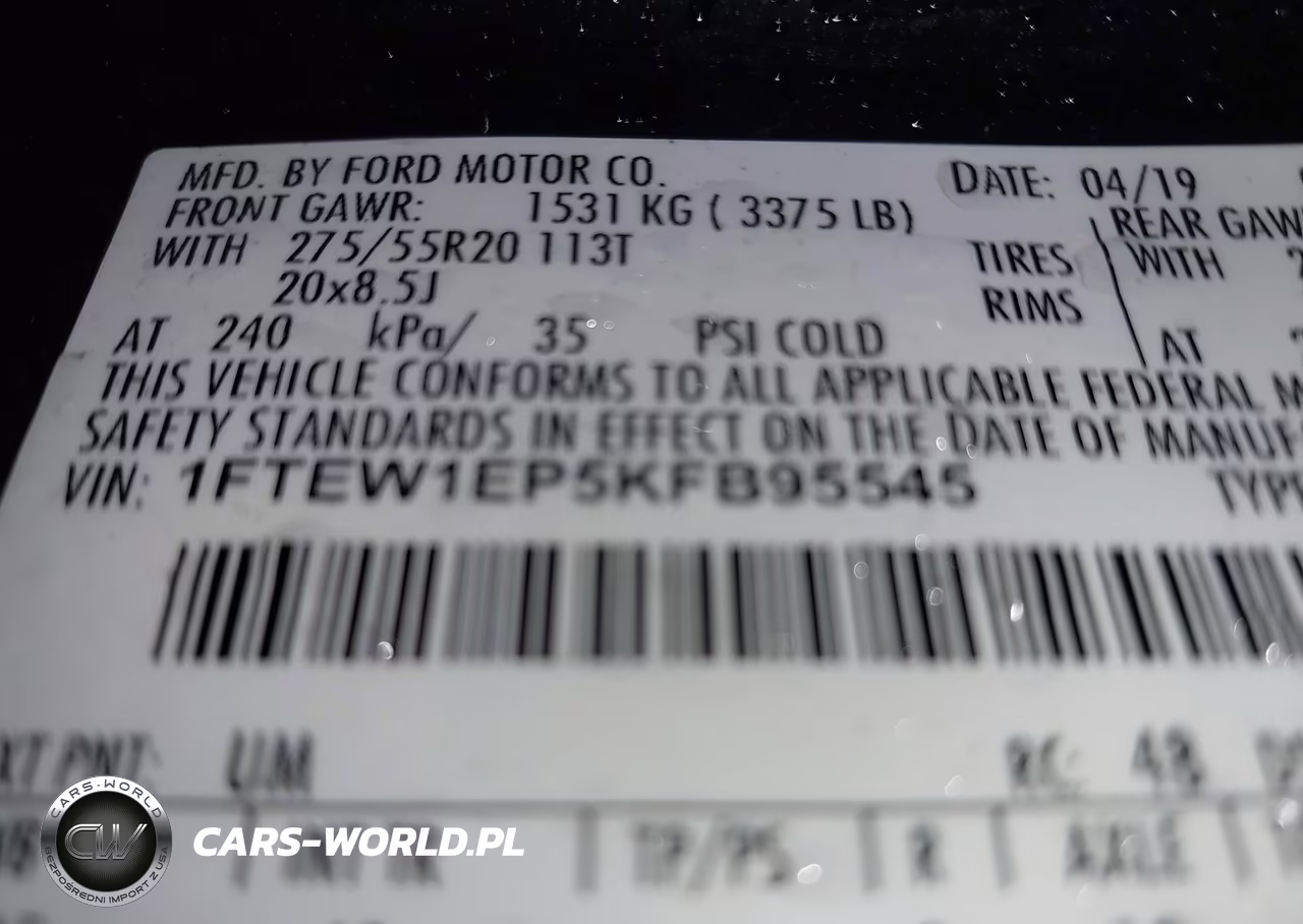 2019 Ford F-150 Xl VIN:1FTEW1EP5KFB95545 - 9