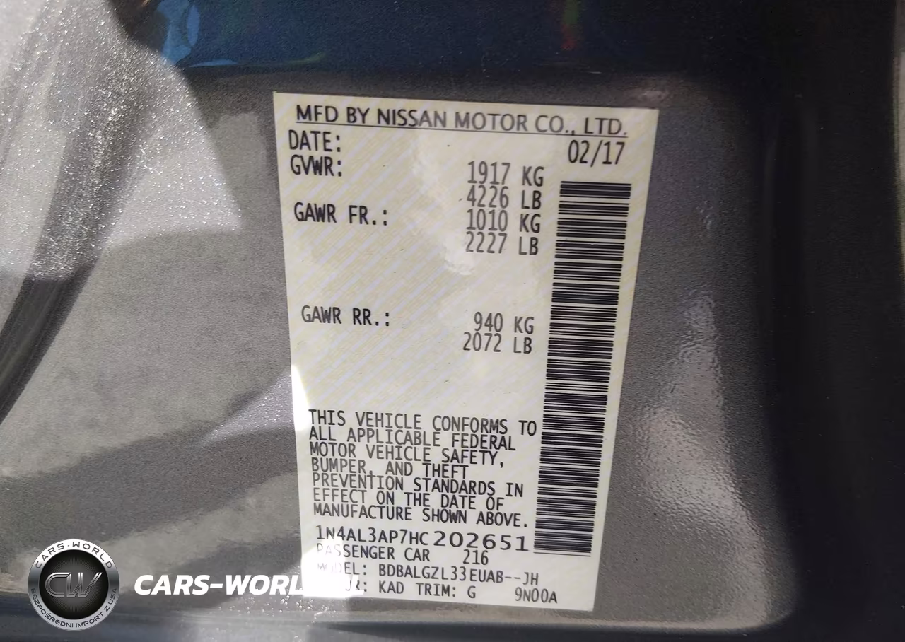 2017 Nissan Altima 2.5 S VIN:1N4AL3AP7HC202651 - 9