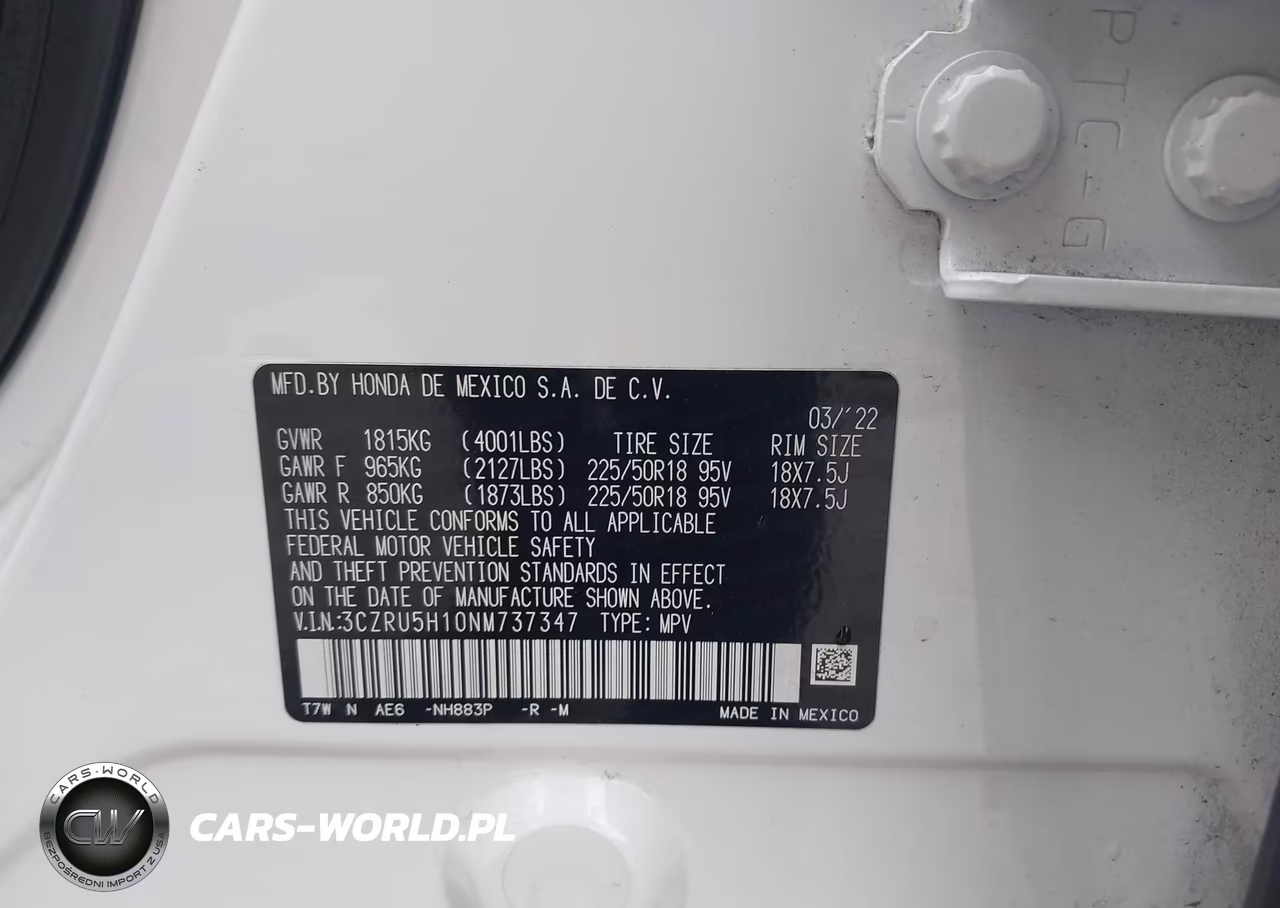 2022 Honda Hr-V 2Wd Sport VIN:3CZRU5H10NM737347 - 9