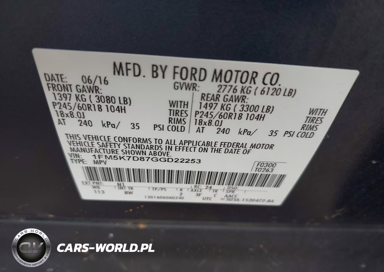 2016 Ford Explorer Xlt VIN:1FM5K7D87GGD22253 - 9