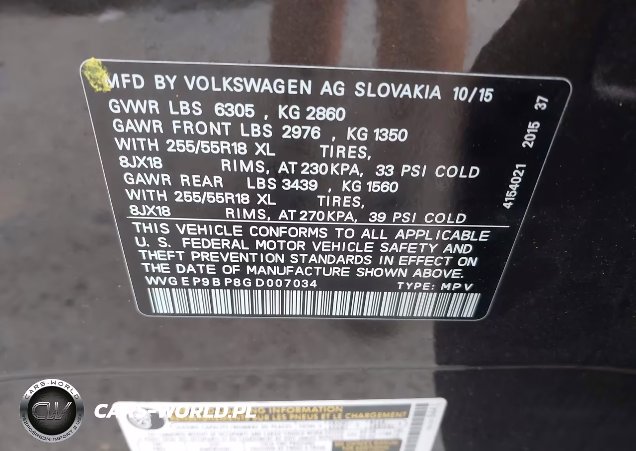 2016 Volkswagen Touareg Tdi Sport W-Technology VIN:WVGEP9BP8GD007034 - 9