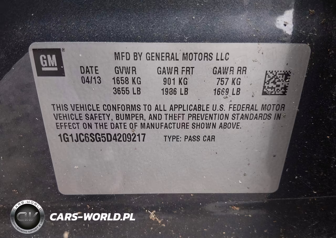 2013 Chevrolet Sonic Lt Auto VIN:1G1JC6SG5D4209217 - 9